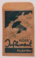 cca 1930 Puljer Influment cukorka köhögés és rekedtség ellen, art deco cukorkás zacskó dekoratív üve...