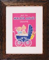 "Mi is malátakávét iszunk" villamosplakát dekoratív üvegezett keretben, 42x34 cm