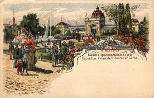 Budapest XIV. Iparcsarnok és korzó (corso), Ezredéves Országos Kiállítás. Kunstanstalt Kosmos. Art Nouveau, litho s: Morelli, Dörre T. + piros 5 Ga. (EK)