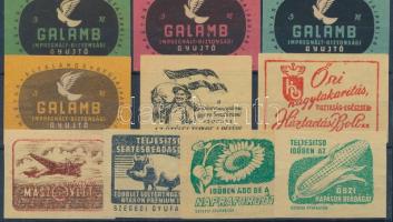 1945-1953 10 db különféle magyar gyufacímke, közte Maszovlet