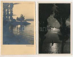 BALATON - 6 db RÉGI megíratlan képeslap / 6 pre-1945 unused town postcards from around lake Balaton