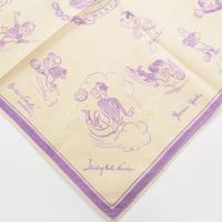 1954 Az Aranycsapat tagjait karikatúra formájában ábrázoló grafikával díszített textilzsebkendő, a M...