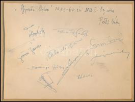 Újpesti Dózsa (UTI) 1959-1960. évi NB. I. bajnokcsapa fotója, aláírásokkal. rajta Göröcs, Simi Tóth ...