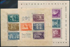 1938 Eucharisztikus blokk (rozsdapöttyök / stain spots) és Szent István blokk (ráncok / creases) (18.000)