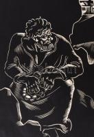 Dallos Hanna (1907-1944): "És bocsásd meg a mi vétkeinket", fametszet, papír, jelzett a me...