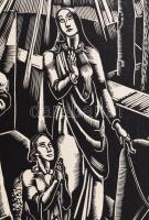 Dallos Hanna (1907-1944): "Szenteltessék meg a te neved", fametszet, papír, jelzett a mets...