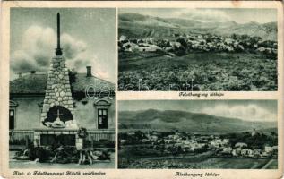 1934 Hangony, Alsó- és Felsőhangonyi Hősök emlékműve, Alsóhangony és Felsőhangony látképe (Rb)