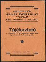 cca 1930 "Budapest" Sport Egyesület Titkársága által kiadott tájékoztató a tagok által igénybe vehető kedvezményekről, borítón szakadások, 15p
