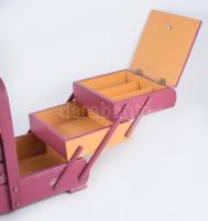 Vintage szétnyitható varródoboz, 32x27 cm