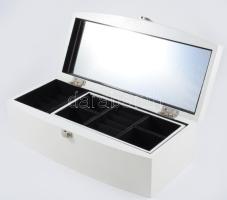 Ékszertartó doboz, fedelében tükörrel, belül kivehető fiókkal, jó állapotban, 30x14 cm