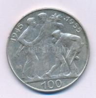 Csehszlovákia 1955. 100K Ag "10. függetlenségi évforduló" T:AU patina Czechoslovakia 1955. 100 Korun Ag "10th Anniversary - Liberation from Germany" C:AU patina Krause KM#45