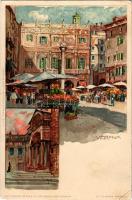 Verona, square, market. Edit. Schmidt-Staub &amp; Co., Lit. E. Nister, Velten No. 544. litho (EB)