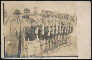 cca 1920-1930 Ifjúsági labdarúgócsapat csoportképe, fotólap, jelzés nélkül, 9x14 cm