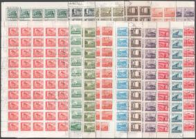 1951-1953 Épületek sorok bélyegei hajtott teljes és töredék ívekben