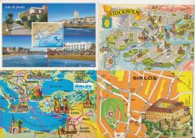 11 db MODERN térképes képeslap / 11 modern map postcards