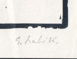 Gáborjáni Szabó Kálmán (1897-1955): Lovasszán. Fametszet, papír, jelzett. Hajtásnyomokkal, lapszéli ...