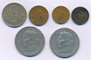 Szlovákia 1939. 10h bronz (2x) + 1939. 5K Ni "Andrej Hlinka" (2x) + 1940. 20h bronz + 1942...