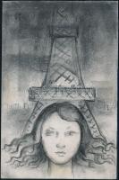 Ruzicskay György (1896-1993), 2 db rajz: Párizsi éjszaka és ilyen vagyok, ilyen. Szén, papír, egyik (utóbbi) jelzett, 20,5x13,5 cm