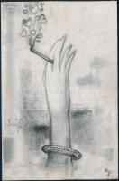 Ruzicskay György (1896-1993), 2 db rajz: Párizsi éjszaka és ilyen vagyok, ilyen. Szén, papír, egyik ...