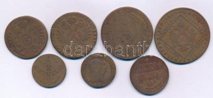 Vegyes 7db-os krajcártétel: 1800. 1kr + 3kr + 6kr Cu + 1816. 1kr Cu + Ausztria 1807. 15kr + 30kr Cu + 1816. 1/2kr Cu T:VF-F Mixed 7pcs Kreuzer lot: 1800. 1 Kreuzer + 3 Kreuzer + 6 Kreuzer Cu + 1816. 1 Kreuzer Cu + Ausztria 1807. 15 Kreuzer + 30 Kreuzer Cu + 1816. 1/2 Kreuzer Cu T:VF-F