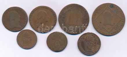 Vegyes 7db-os krajcártétel: 1800. 1kr + 3kr + 6kr Cu + 1816. 1kr Cu + Ausztria 1807. 15kr + 30kr Cu ...