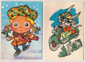 5 db MODERN mozgó szemű figura képeslap / 5 modern figures with moving eyes postcards