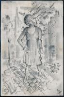 Ruzicskay György (1896-1993): Padam... Szén, papír, jelzett, 20,5x13,5 cm