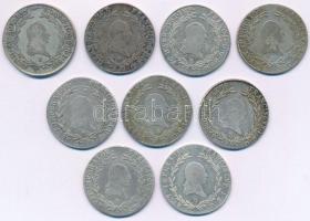 1792-1820. Kilenc darabos magyar és osztrák krajcár tétel, mindegyik 20kr névérték és különféle évjá...