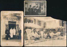 cca 1920-1930 Hentesüzleteket, illetve vendéglőt ábrázoló fotók, 3 db, változó állapotban, az egyiken sarokhiánnyal, 6x8,5 cm és 11,5x16,5 cm között