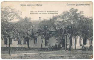 Újjózseffalva, Józseffalva, Iosifalva, Iosifalau (Temes, Timis); Maitinszky Pál üzlete és vendéglője. Weiser A. fényképész (Versec) / Gast- und Warenhaus Maitinszky Pál / shop and inn (EM)