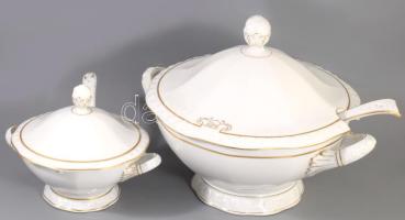 Zsolnay "Éva" virágmintás peremű 62 részes szervírozó készlet, közte nemesi monogrammal dí...