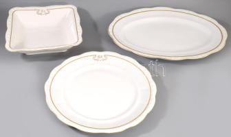 Zsolnay "Éva" virágmintás peremű 62 részes szervírozó készlet, közte nemesi monogrammal dí...