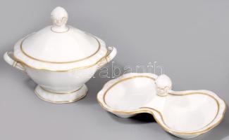 Zsolnay "Éva" virágmintás peremű 62 részes szervírozó készlet, közte nemesi monogrammal dí...