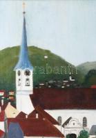 Sajó jelzéssel: Városka látképe alakokkal, 1918. Olaj, vászon. Proveniencia: Saphier-gyűjtemény. 57,...