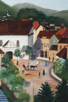 Sajó jelzéssel: Városka látképe alakokkal, 1918. Olaj, vászon. Proveniencia: Saphier-gyűjtemény. 57,...