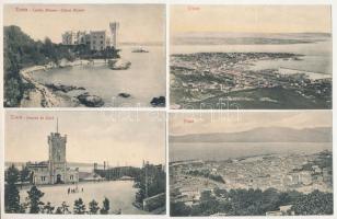 12 db RÉGI Stengel város képeslap: Fiume és Trieszt + 2 db vitorlás hajó / 12 pre-1945 Stengel &amp; Co. town postcards: Rijeka and Trieste + 2 sailing boats