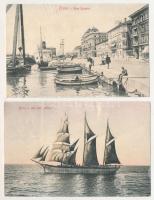 12 db RÉGI Stengel város képeslap: Fiume és Trieszt + 2 db vitorlás hajó / 12 pre-1945 Stengel &...