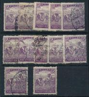 1916 Arató-Parlament 15f 12 db bélyeg az "A" és "R" betűk között folt lemezhibával