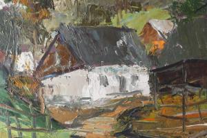 Huszti (Huszthy) Árpád (1933-): Kárpátalján. Olaj, vászon. Jelzett. 49x61 cm. Fakeretben