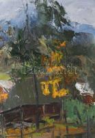 Huszti (Huszthy) Árpád (1933-): Kárpátalján. Olaj, vászon. Jelzett. 49x61 cm. Fakeretben