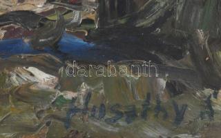 Huszti (Huszthy) Árpád (1933-): Kárpátalján. Olaj, vászon. Jelzett. 49x61 cm. Fakeretben