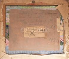 Mokos József (1892-1972): Csabai táj (Békéscsaba), 1949. Olaj, farost. Jelzett. Hátoldalán autográf ...