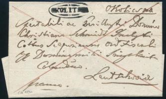ca 1830 Franco levél "OKOLITSNA" bélyegzéssel (Rompes 40 p) Lőcsáre, 4kr viteldíjjal