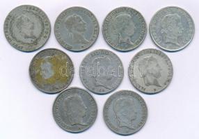 1830-1848. Kilenc darabos magyar és osztrák krajcár tétel, mindegyik 20kr névérték és különféle évjá...