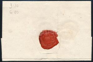 ca 1832 Portós levél, egysoros "LEUTSCHAU" bélyegzéssel (Rompes 20 p) Jászóra, "ibi u...