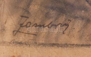 Zombory Lajos (1867-1933): Vaddisznó és vadászkutyák. Vegyes technika, papír, jelzett. Dekoratív, üv...