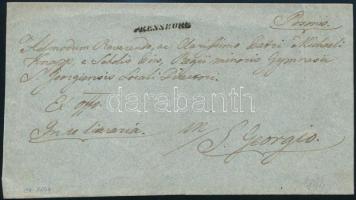 ca 1844 Hivatalos levél előlap, egysoros "PRESSBURG" bélyegzéssel (Rompes 30 p) Szt. Györgyre