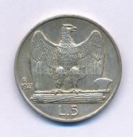 Olaszország 1927R 5L Ag "III. Viktor Emánuel" T:XF patina Italy 1927R 5 Lire Ag "Vittorio Emanuele III" C:XF patina Krause KM#67.1