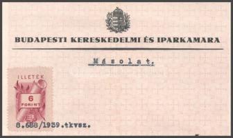 1939 Bp., a Budapesti Kereskedelmi és Iparkamara által kiállított vendéglős mesterlevél, 6Ft illeték...