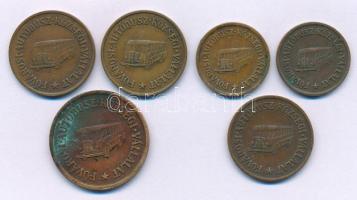 1949-1950 k. Budapest 1Ft bronz (2x) + 5Ft bronz (3x) + 10Ft bronz "FAKV / Fővárosi Autóbusz Községi Vállalat" közlekedési bárca T:XF,VF patina